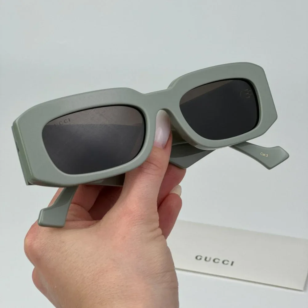 Gucci GG1426S 004 BRAND NEW Sunglasses Solid Sage Brown Unisex Rectangle